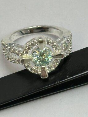 Certified Pale Green Diamond Ring